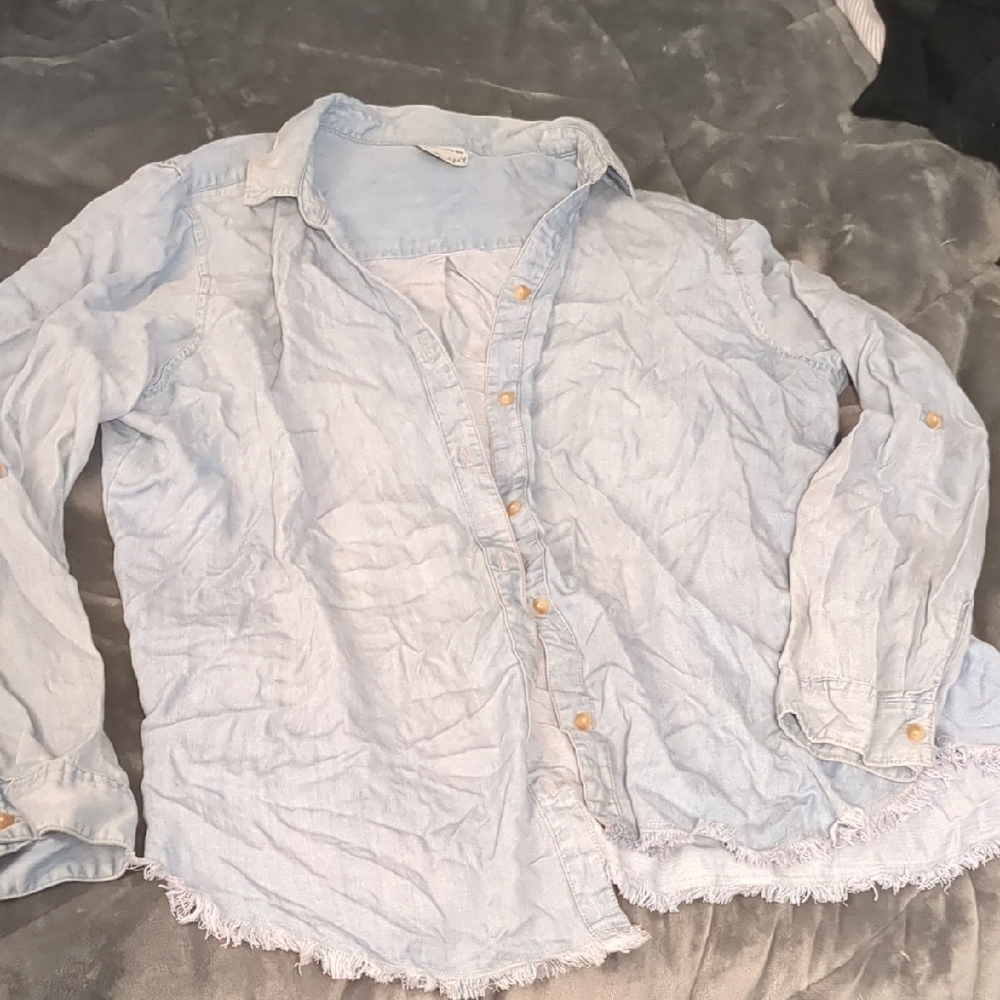ARULA Blue Casual Button Down Shirt Lightweight